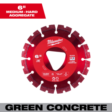 Milwaukee Red 6” x .100” Diamond Blade for Green Concrete