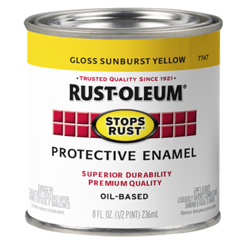 Stops Rust® Spray Paint and Rust Prevention - Protective Enamel Brush-On Paint - Half-Pint Gloss - Gloss Sunburst Yellow
