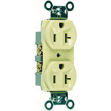20A 125V Commercial Spec-Grade Duplex Receptacle, Side Wire, Ivory