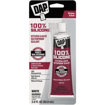 DAP 2.8 Oz. White  100% Silicone Kitchen & Bath Sealant