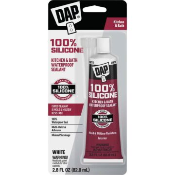 DAP 100% Silicone Kitchen & Bath Sealant (White) 2.8 oz