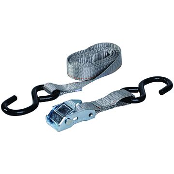 KEEPER 05715 Tie-Down, 1 in W, 6 ft L, Polyester, Gray, 400 lb, S-Hook End Fitting