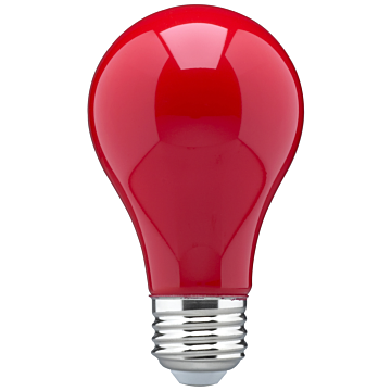 Satco 8 Watt A19 LED - Ceramic Red - Medium base - 360 deg. Beam Angle - 120 Volt