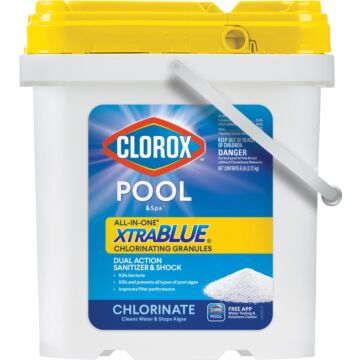 Clorox POOL & Spa All-in-One XtraBlue 24206CLX Chlorinating Granules, 6 lb, Solid, Slight Chlorine, White