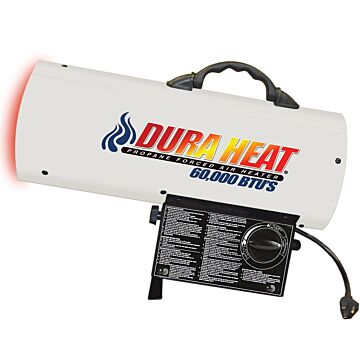 Dura Heat GFA60A Forced Air Heater, 20 lb Fuel Tank, Liquid Propane, 30000/40000/60000 Btu, 99 % Efficiency