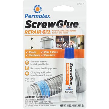 Permatex ScrewGlue 28205 Repair Gel, Gel, Blue, 5 g Tube