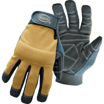 BOSS 5206M Multi-Purpose, Utility Mechanic's Gloves, M, Sweat Wipe Thumb, Hook-and-Loop Cuff
