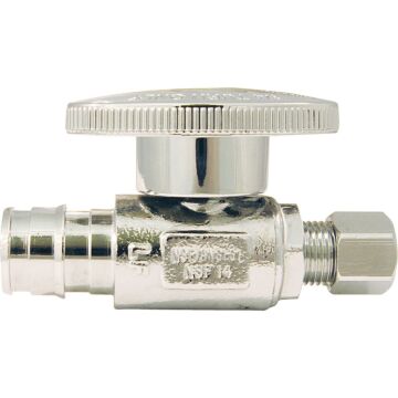 Apollo Retail 1/2 In. Barb x 1/4 In. Compression Chrome-Plated Brass Straight PEX Stop Valve, Type A