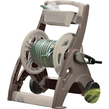 Suncast 225 Ft. x 5/8 In. Taupe & Bronze Hosemobile Resin Hose Reel with Storage Bin