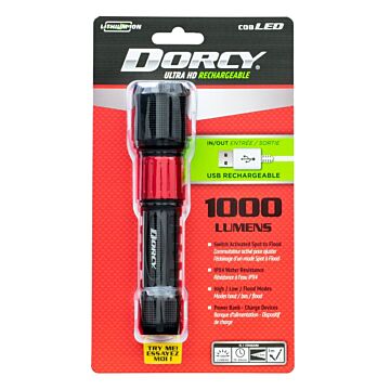 Dorcy Ultra Series 41-4358 Rechargeable Flashlight with Powerbank, 2000 mAh, Lithium-Ion Battery, LED Lamp, Black