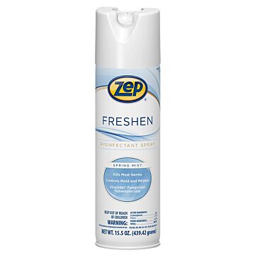 Zep 1050017 Freshen Disinfectant Spray, 15.5 oz Aerosol Can, Characteristic, Clear/Light Yellow