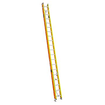 WERNER GLIDESAFE T6200-2GS Series T6240-2GS Extension Ladder, 37 ft H Reach, 300 lb, 40-Step, Fiberglass, Orange/Yellow