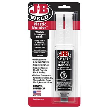 J-B Weld PLASTICBONDER 50139 Epoxy Adhesive, Black, Liquid, 0.85 oz, Syringe