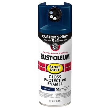 Rust-Oleum 376904 5-In-1 Enamel Paint, Gloss, Navy Blue, 12 oz, Aerosol Can