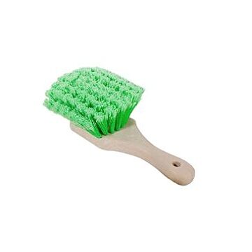 Magnolia Brush Short Handle 8 in Fender Brush with Green Flagged Plastic Bristles