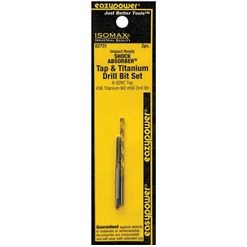 Eazypower 82731 Tap and Drill Set, 6-32 Thread, Titanium