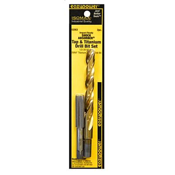 Eazypower 83263 Tap and Drill Set, 1/2-20 Thread, Titanium