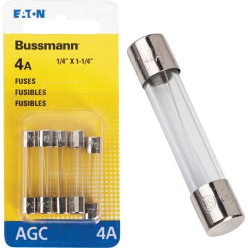 Bussmann 4-Amp 250-Volt AGC Glass Tube Automotive Fuse (5-Pack)