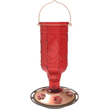 More Birds Glass Jewel Hummingbird Feeder (Red) 20 oz Capacity