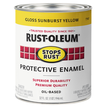 Rustoleum Stops Rust Protective Enamel Brush-On Paint (Gloss - Sunburst Yellow) 1 qt