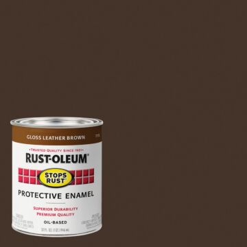 Rustoleum Stops Rust Protective Enamel Brush-On Paint (Gloss - Leather Brown) 1 qt