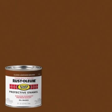 Rustoleum Stops Rust Protective Enamel Brush-On Paint (Gloss - Leather Brown) 1/2 pt