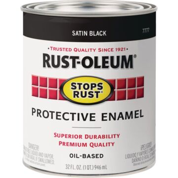 Rust-Oleum Stops Rust Oil Based Satin Protective Rust Control Enamel, Black, 1 Qt.