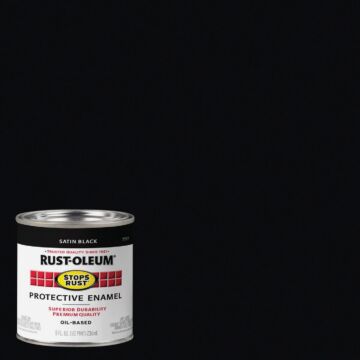 Rustoleum Stops Rust Protective Enamel Brush-On Paint (Satin - Black) 1/2 pt