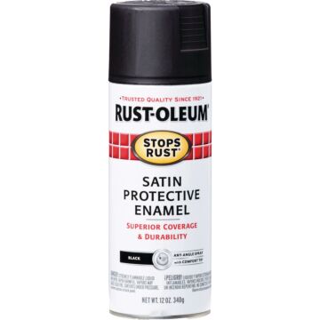 Rust-Oleum Stops Rust Protective Enamel Spray Paint (Satin - Black) 12 oz