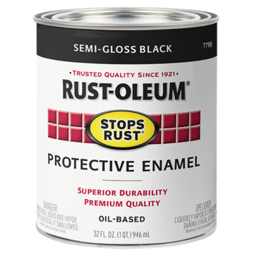 Rustoleum Stops Rust Protective Enamel Brush-On Paint (Semi-Gloss - Black) 1 qt