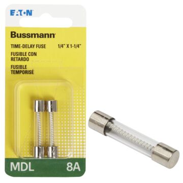 Bussmann 8A MDL Glass Tube Electronic Fuse (2-Pack)