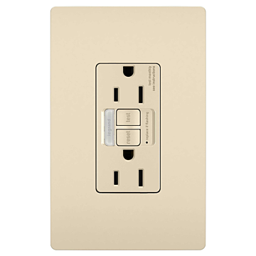 radiant® Tamper-Resistant 15A Duplex Self-Test GFCI Receptacles with SafeLock® Protection and Night Light, Light Almond CC