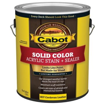 Cabot 1800 Series 140.0001837.007 Solid Color Decking Stain, Low-Lustre, Cordovan Brown, Liquid, 1 gal, Can