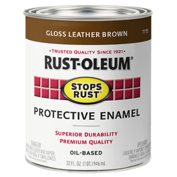 Stops Rust® Spray Paint and Rust Prevention - Protective Enamel Brush-On Paint - Quart Gloss - Gloss Leather Brown