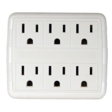 PowerZone OR801011 Outlet Tap, 125 V, 6-Outlet, White