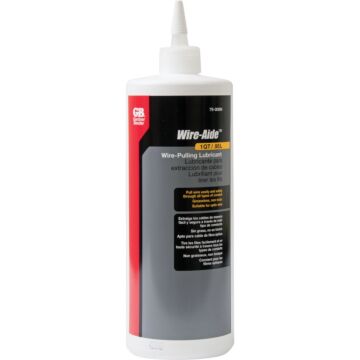 Gardner Bender Wire-Aide Wire-Pulling Lubricant, Non-Toxic, Slick Waxy Formula, Suitable for Fiber Optic Wire, 1 qt. Bottle