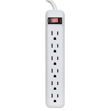 PowerZone OR801118 Power Outlet Strip, Straight Plug, 6 -Socket, 15 A, 125 V