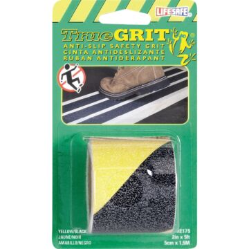 LIFESAFE 2 In.x 5 Ft. Yellow/Black Anti-Slip Walk Safety Tape