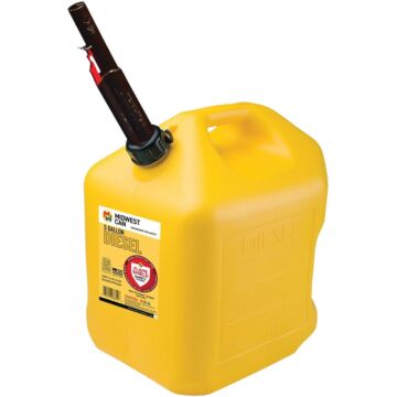 Midwest Can 5 Gal. Plastic Auto Shut Off Diesel Fuel Can, Yellow