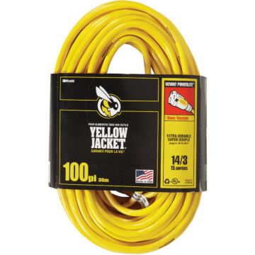 Yellow Jacket 100 Ft. 14/3 Indoor/Outdoor Extension Cord with PowerLite Plug