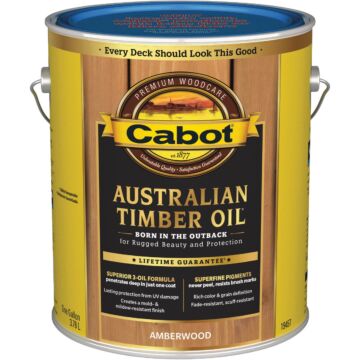 Cabot Australian Timber Oil Water Reducible Translucent Exterior Oil Finish, Amberwood, 1 Gal.