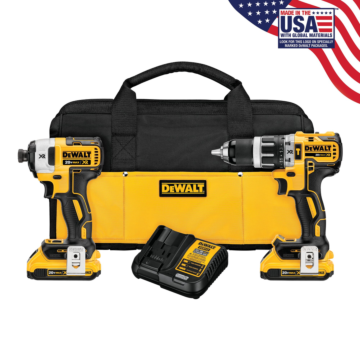 DEWALT 20V MAX* XR Brushless Impact Driver and Hammer Drill Combo Kit , Compact 2.0Ah