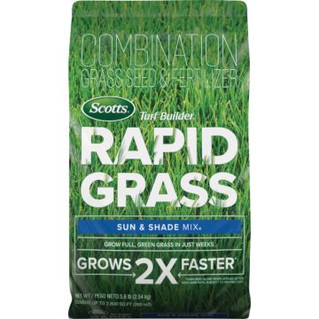 Scotts Turf Builder Rapid Grass 5.6 Lb. 2800 Sq. Ft. Coverage Sun & Shade Mix Seed & Fertilizer Combination