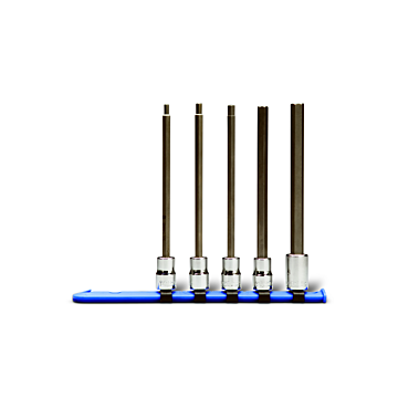 3/8" Drive 5 Piece Set - Hex Bit Sockets w/Long Length Metric Bit, 4mm - 10mm