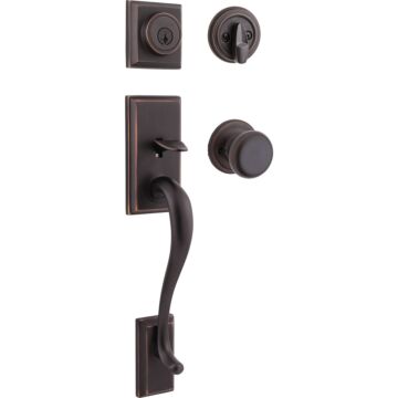 Kwikset SmartKey Venetian Bronze Hawthorne Entry Door Handleset with Juno Knob