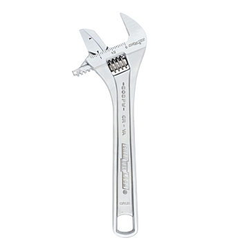 Channellock 8" Adj Wrench, Reversible Jaw, Wide, Chrome