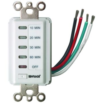 Woods 59008 Countdown Timer, 15 A, 120 V, 1800 W, 10, 20, 30, 60 min Off Time Setting, White