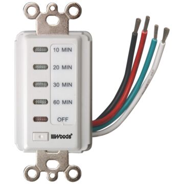 Woods 59008 Countdown Timer, 15 A, 120 V, 1800 W, 10, 20, 30, 60 min Off Time Setting, White