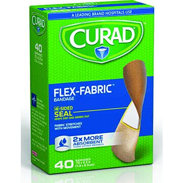 CURAD Flex-Fabric CUR45245 Adhesive Bandage, 3/4 in W, 2-1/2 in L, Fabric Bandage