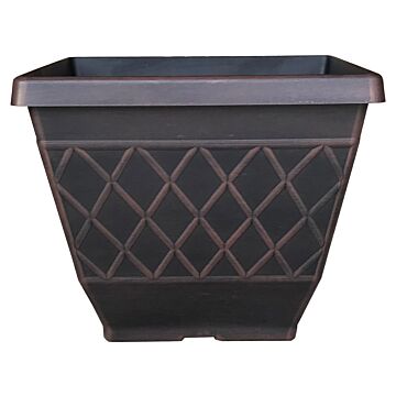 Southern Patio HDR-054856 Planter, Square, Resin, Brown, Textured